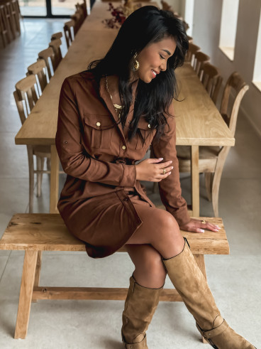 Robe courte en suédine Lyra - Camel