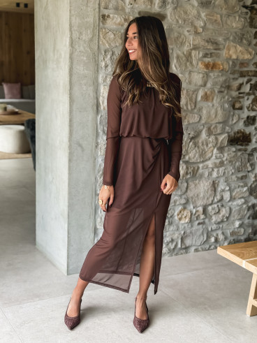 Robe longue Zenalya - Chocolat