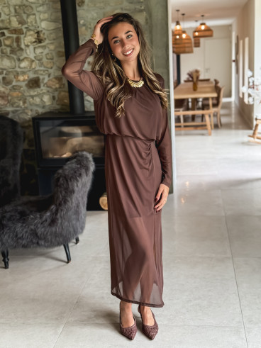 Robe longue Zenalya - Chocolat