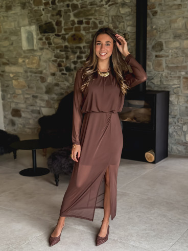 Robe longue Zenalya - Chocolat