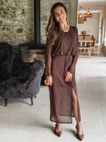 Robe longue Zenalya - Chocolat