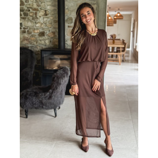 Robe longue Zenalya - Chocolat