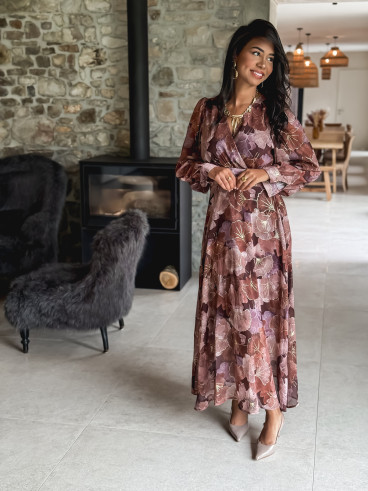 Robe à motifs Gloria - Chocolat