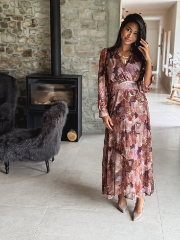 Robe à motifs Gloria - Chocolat