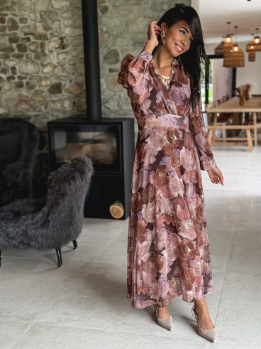 Robe à motifs Gloria - Chocolat