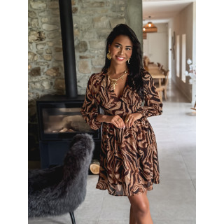 Robe à motifs Adémone - Beige/Chocolat