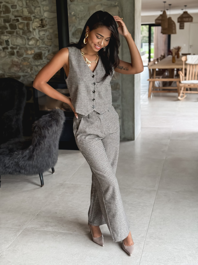 Pantalon Fionolla - Beige/chocolat