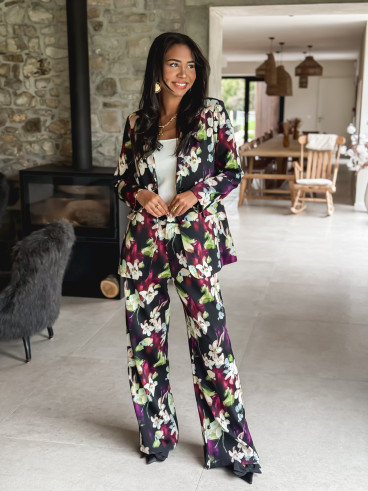 Blazer à fleurs Florenya - Noir