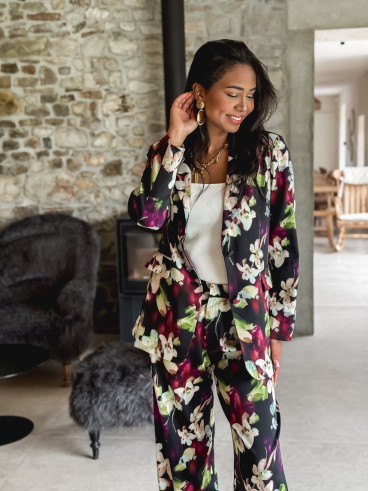 Blazer à fleurs Florenya - Noir