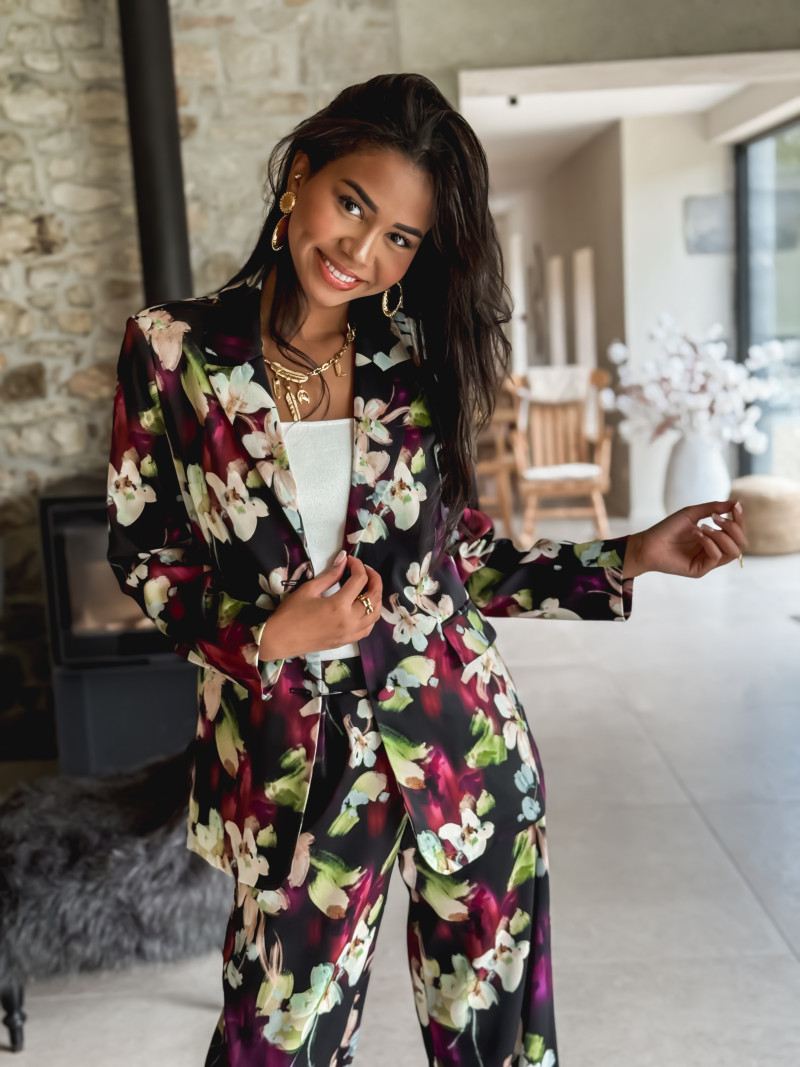 Blazer à fleurs Florenya - Noir