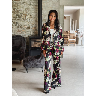 Pantalon à fleurs Florenya - Noir