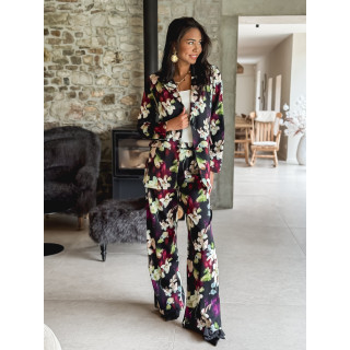 Pantalon à fleurs Florenya - Noir