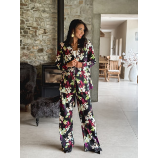 Pantalon à fleurs Florenya - Noir