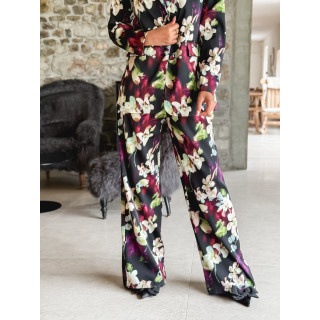 Pantalon à fleurs Florenya - Noir