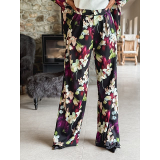 Pantalon à fleurs Florenya - Noir