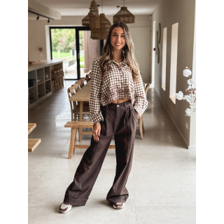 Chemise à carreaux Minerva - Taupe/Ecru