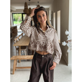 Chemise à carreaux Minerva - Taupe/Ecru