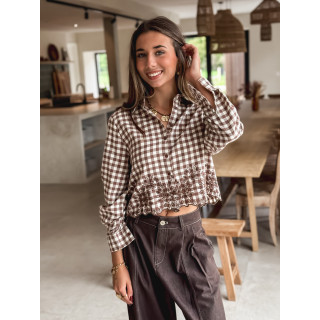 Chemise à carreaux Minerva - Taupe/Ecru