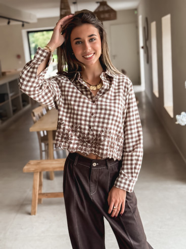 Chemise à carreaux Minerva - Taupe/Ecru
