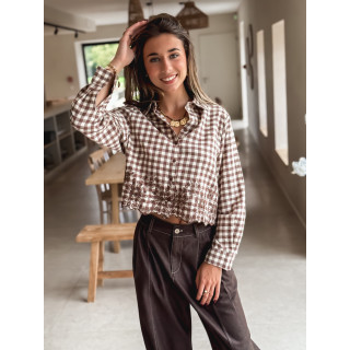 Chemise à carreaux Minerva - Taupe/Ecru