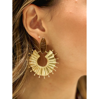 Boucles d'oreilles Camélia - Doré/Choco