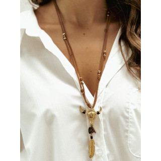 Collier long Lucie - Doré/Marron