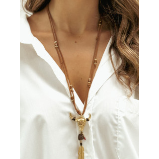 Collier long Lucie - Doré/Marron
