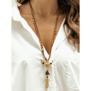 Collier long Lucie - Doré/Marron