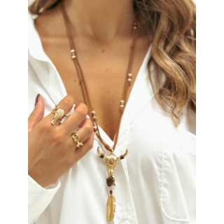 Collier long Lucie - Doré/Marron