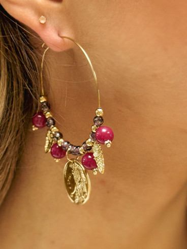 Boucles d'oreilles Vicky - Doré/Rouge