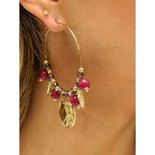Boucles d'oreilles Vicky - Doré/Rouge