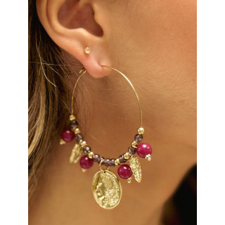 Boucles d'oreilles Vicky - Doré/Rouge