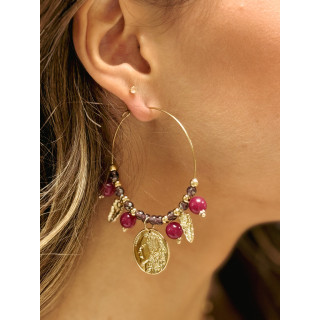 Boucles d'oreilles Vicky - Doré/Rouge