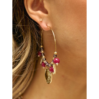 Boucles d'oreilles Vicky - Doré/Rouge