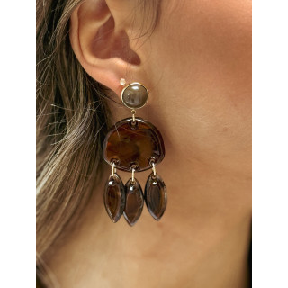 Boucles d'oreilles Solane - Chocolat/Doré