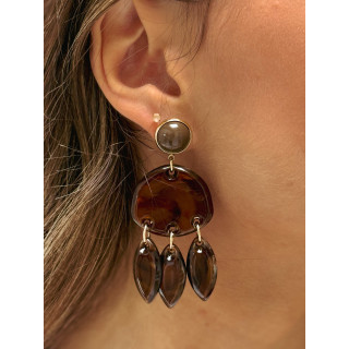Boucles d'oreilles Solane - Chocolat/Doré