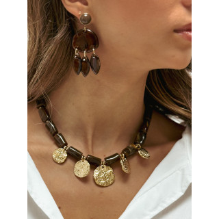 Boucles d'oreilles Solane - Chocolat/Doré