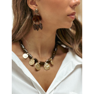 Boucles d'oreilles Solane - Chocolat/Doré