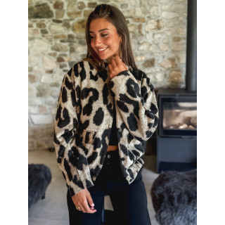 Veste léopard Soliane - Beige/Noir