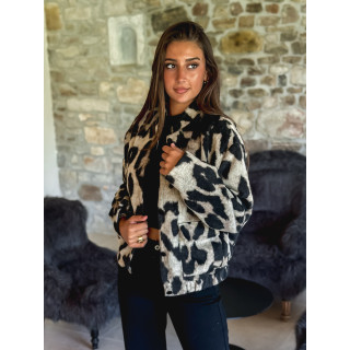 Veste léopard Soliane - Beige/Noir