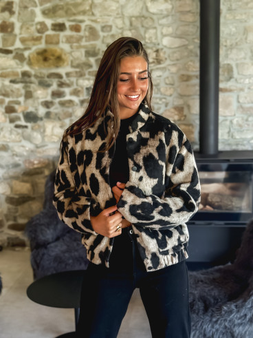 Veste léopard Soliane - Beige/Noir