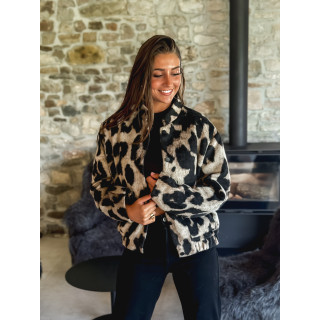 Veste léopard Soliane - Beige/Noir