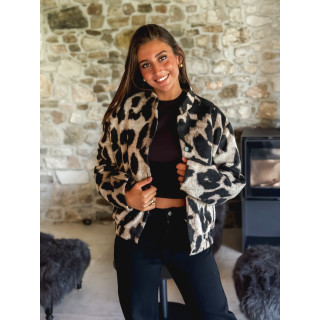 Veste léopard Soliane - Beige/Noir
