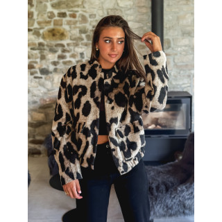 Veste léopard Soliane - Beige/Noir