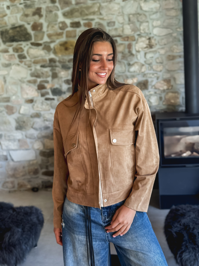 Veste en suédine Giovanna - Beige foncé