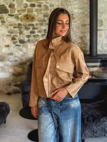 Veste en suédine Giovanna - Beige foncé