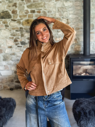 Veste en suédine Giovanna - Beige foncé