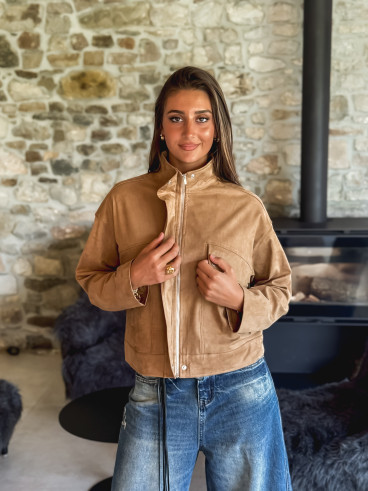 Veste en suédine Giovanna - Beige foncé
