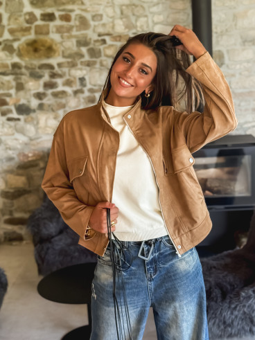 Veste en suédine Giovanna - Beige foncé