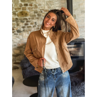 Veste en suédine Giovanna - Beige foncé
